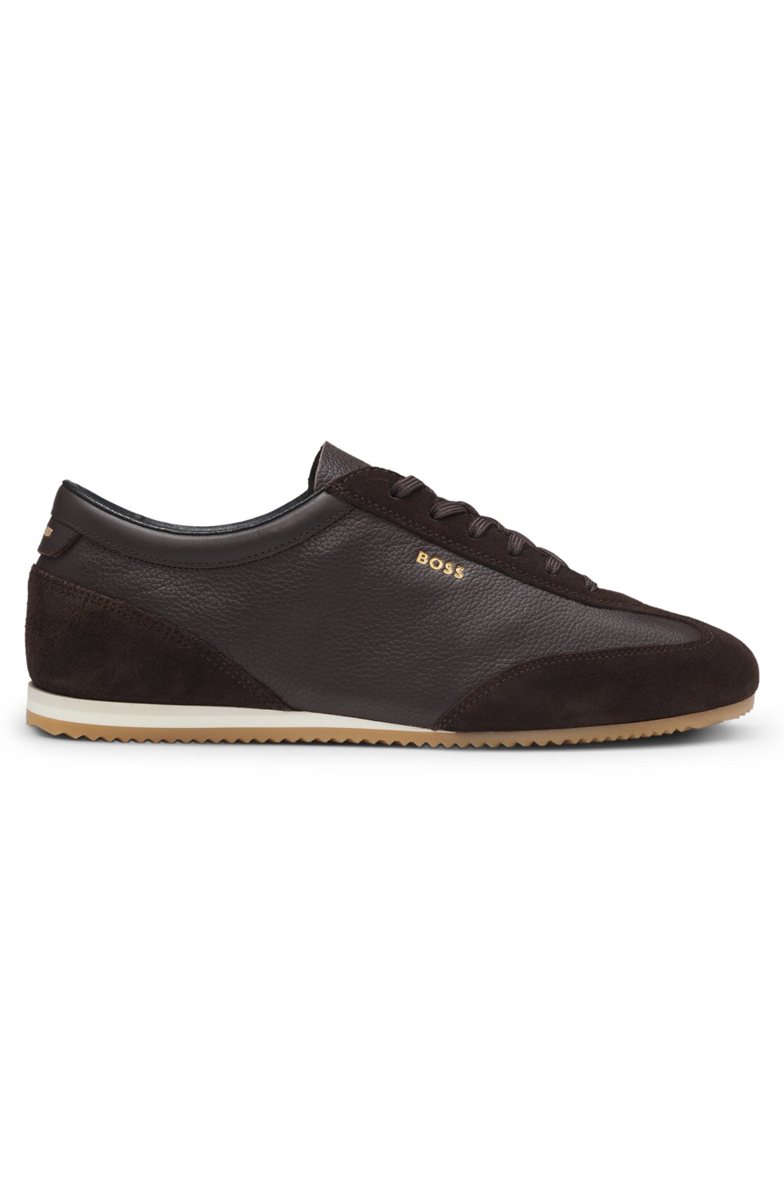 Leather sneakers with suede trims