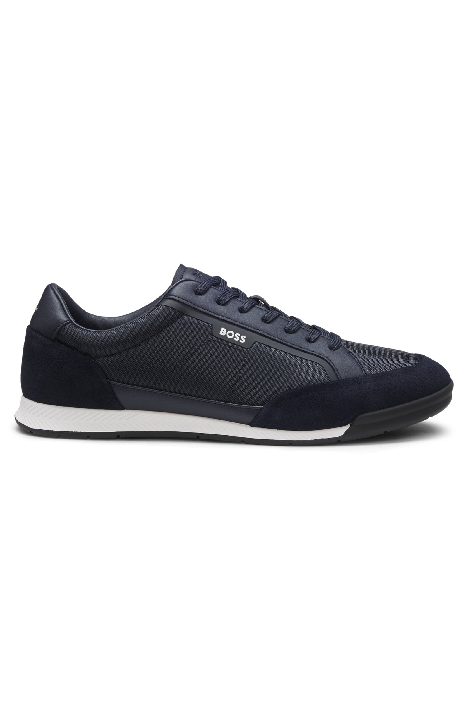 Suede-trim sneakers with ribbed sole