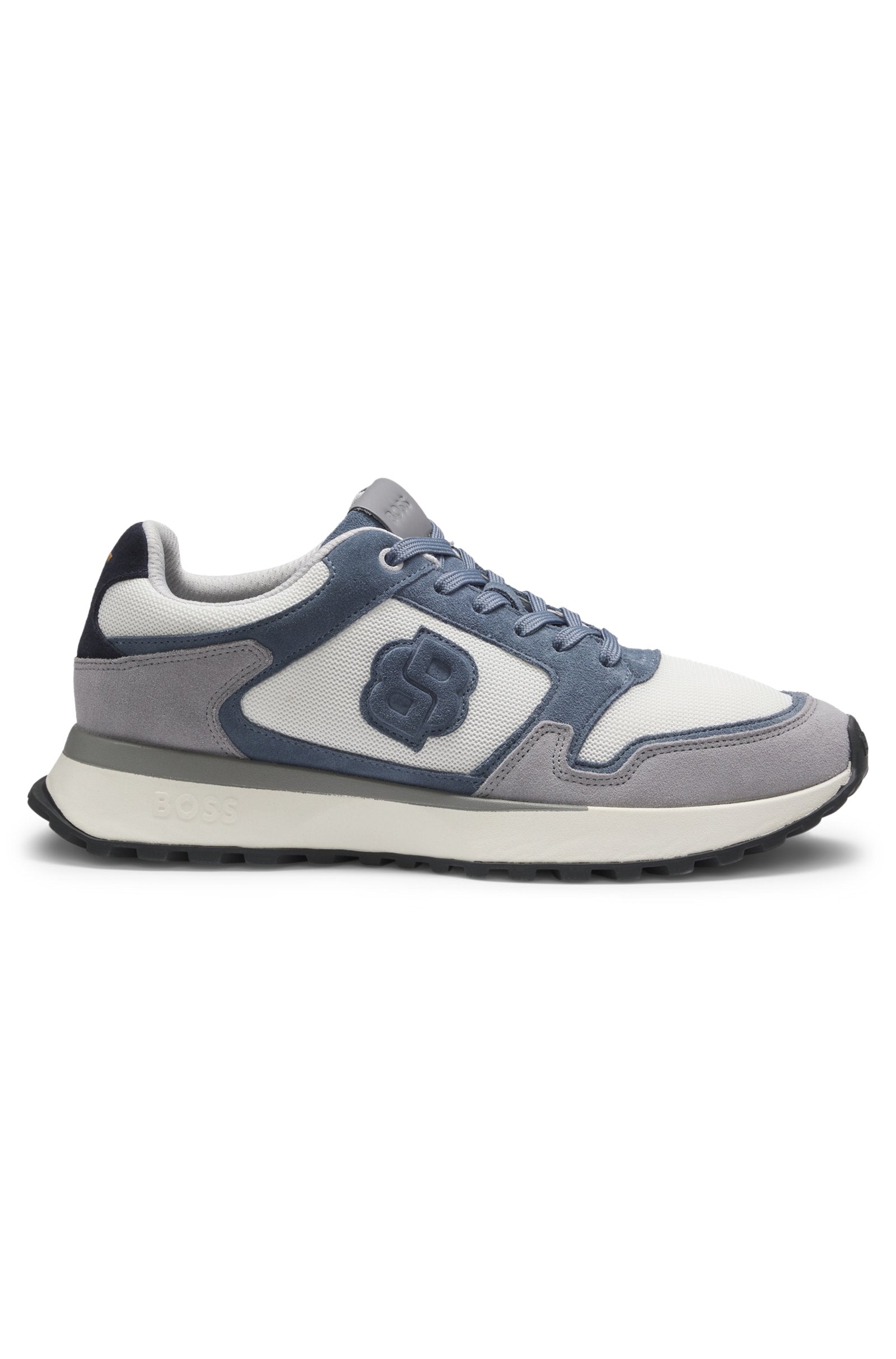 Suede-trim trainers with Double B monogram