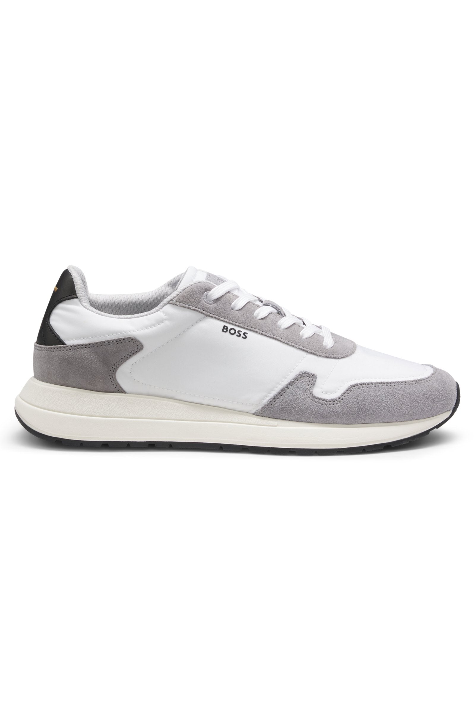 Lace-up sneakers in lightweight fabric with suede trims