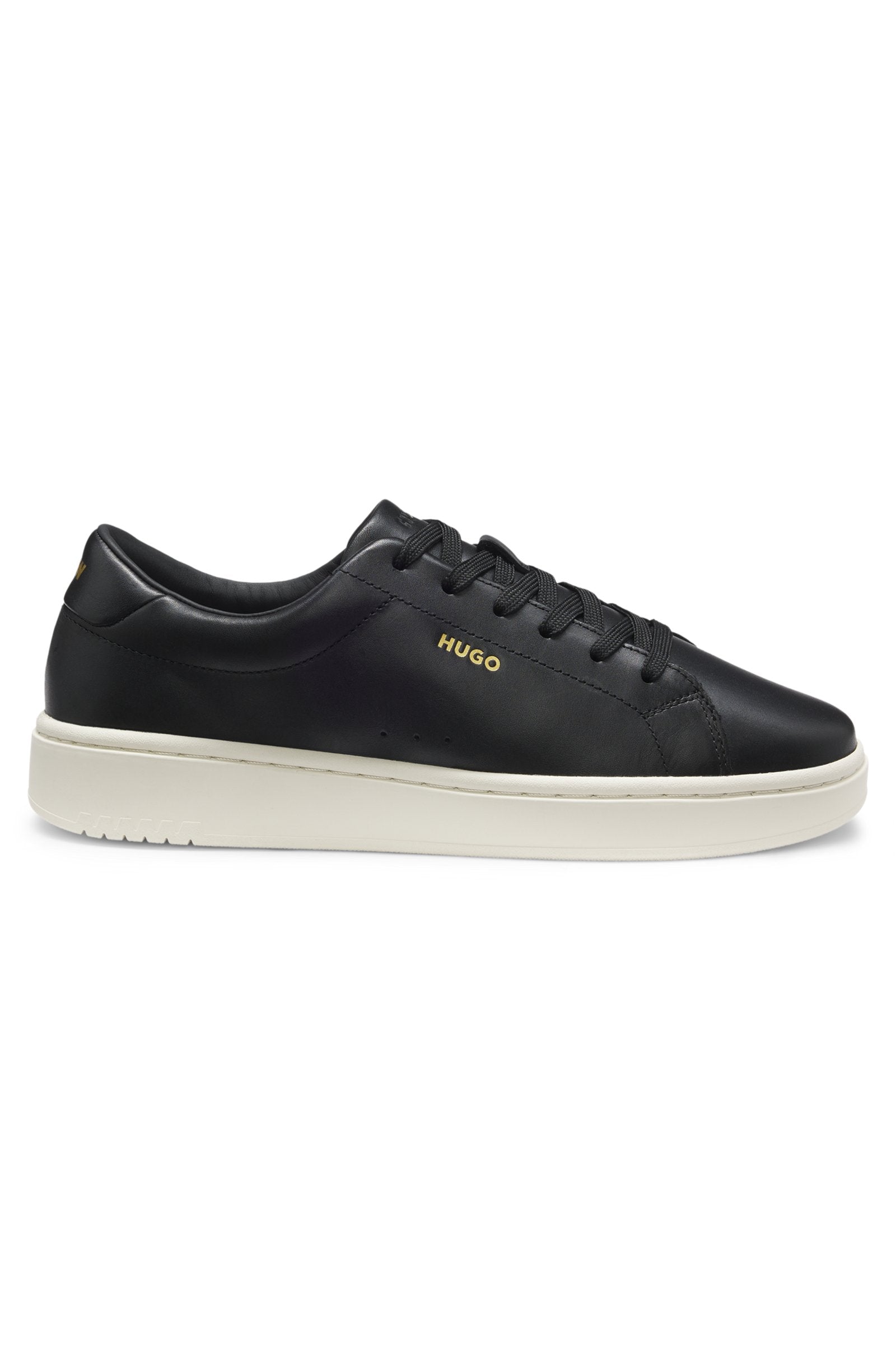 Nappa-leather trainers with gold-tone logo