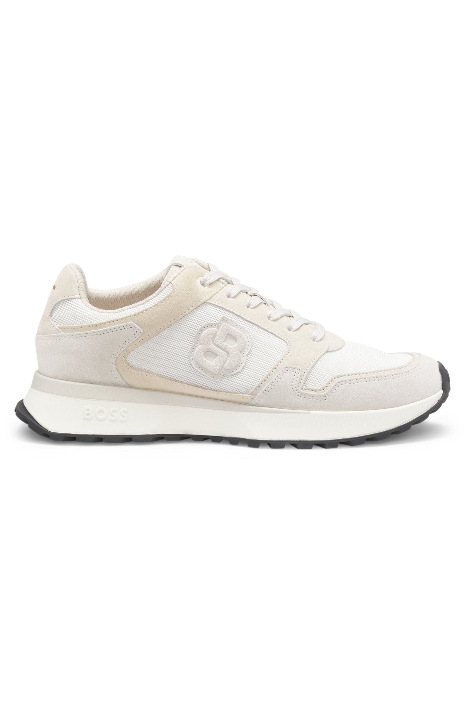 Suede-trim trainers with Double B monogram