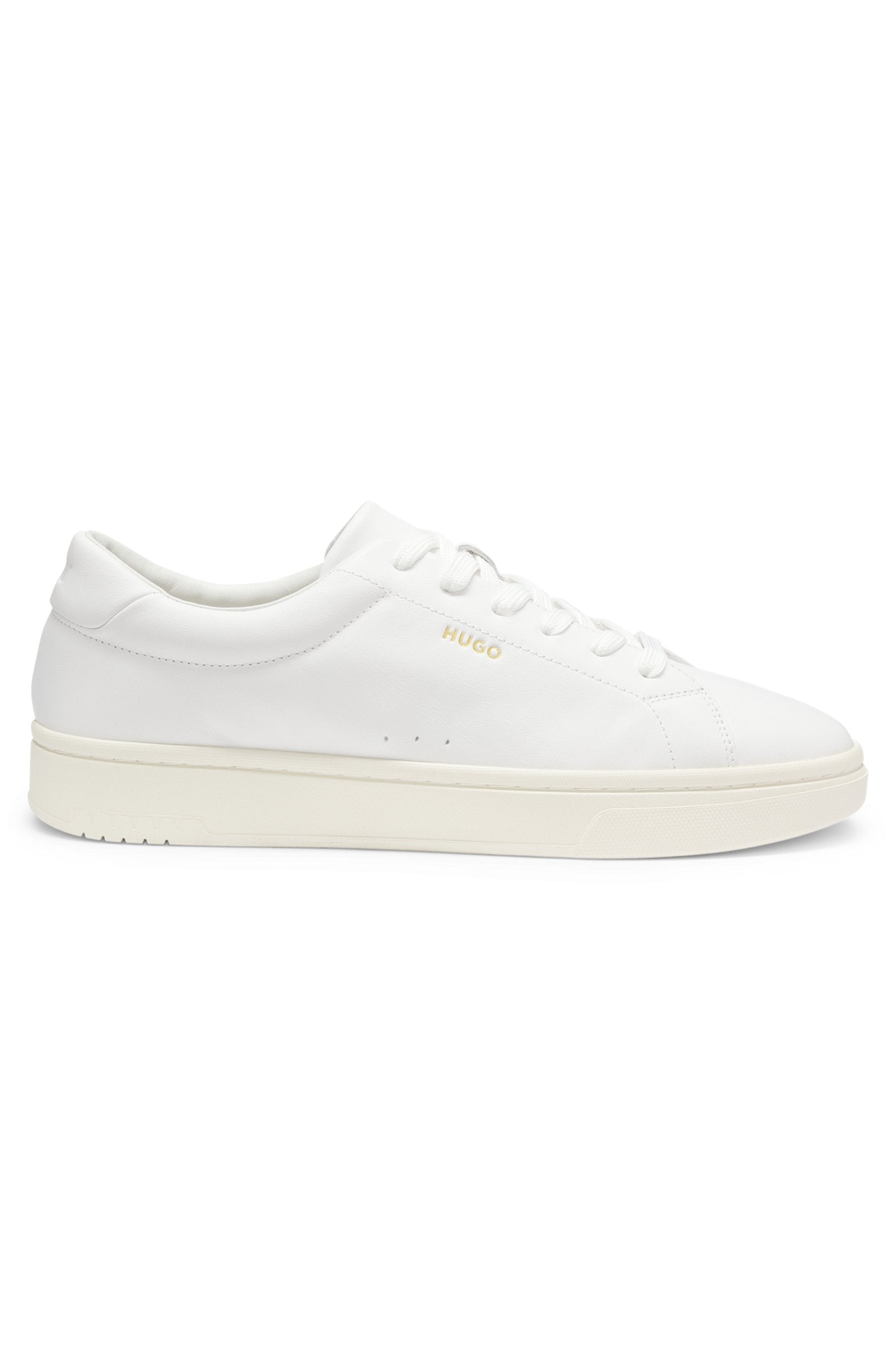 Nappa-leather trainers with gold-tone logo