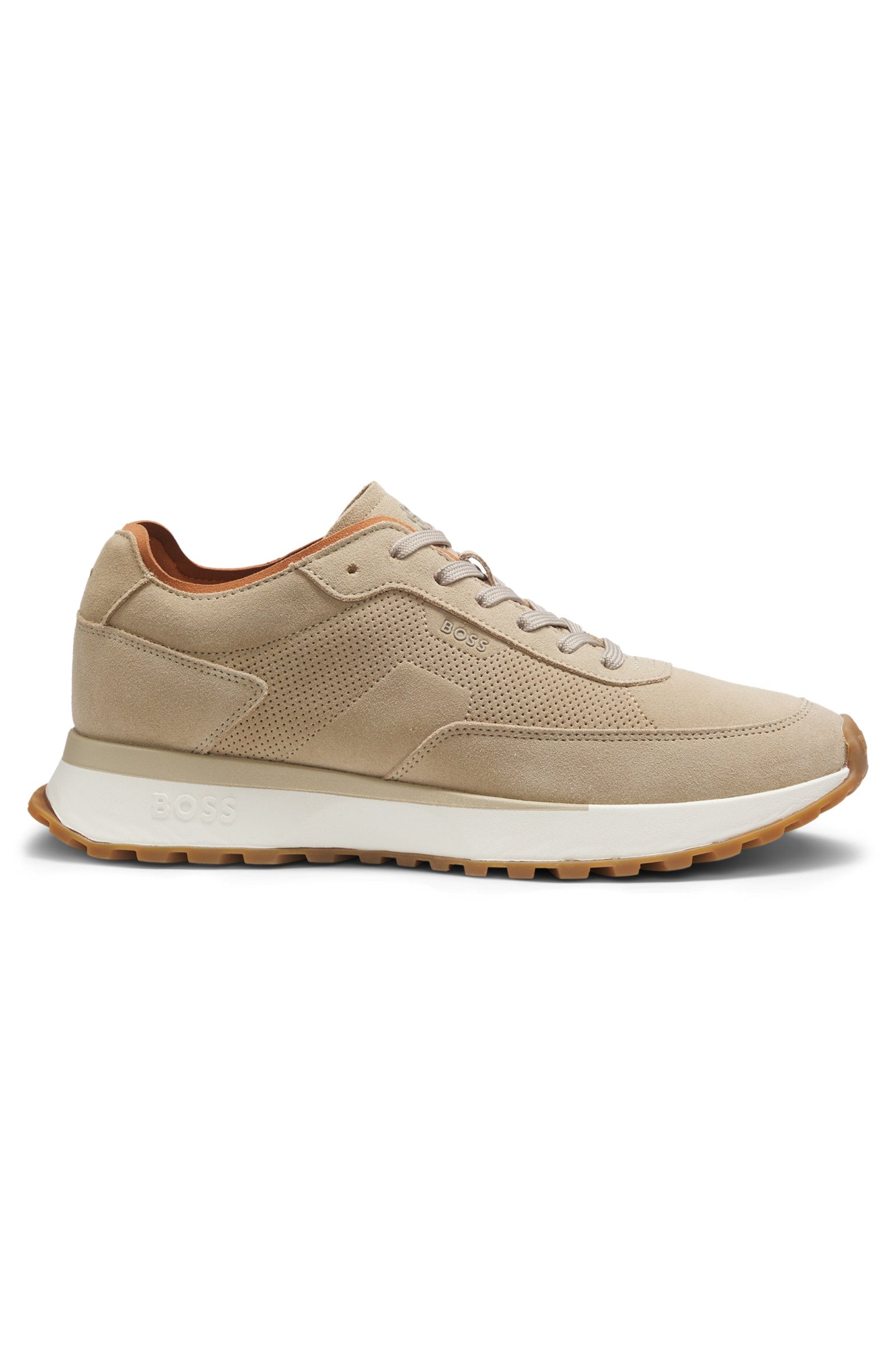 Suede sneakers with perforations