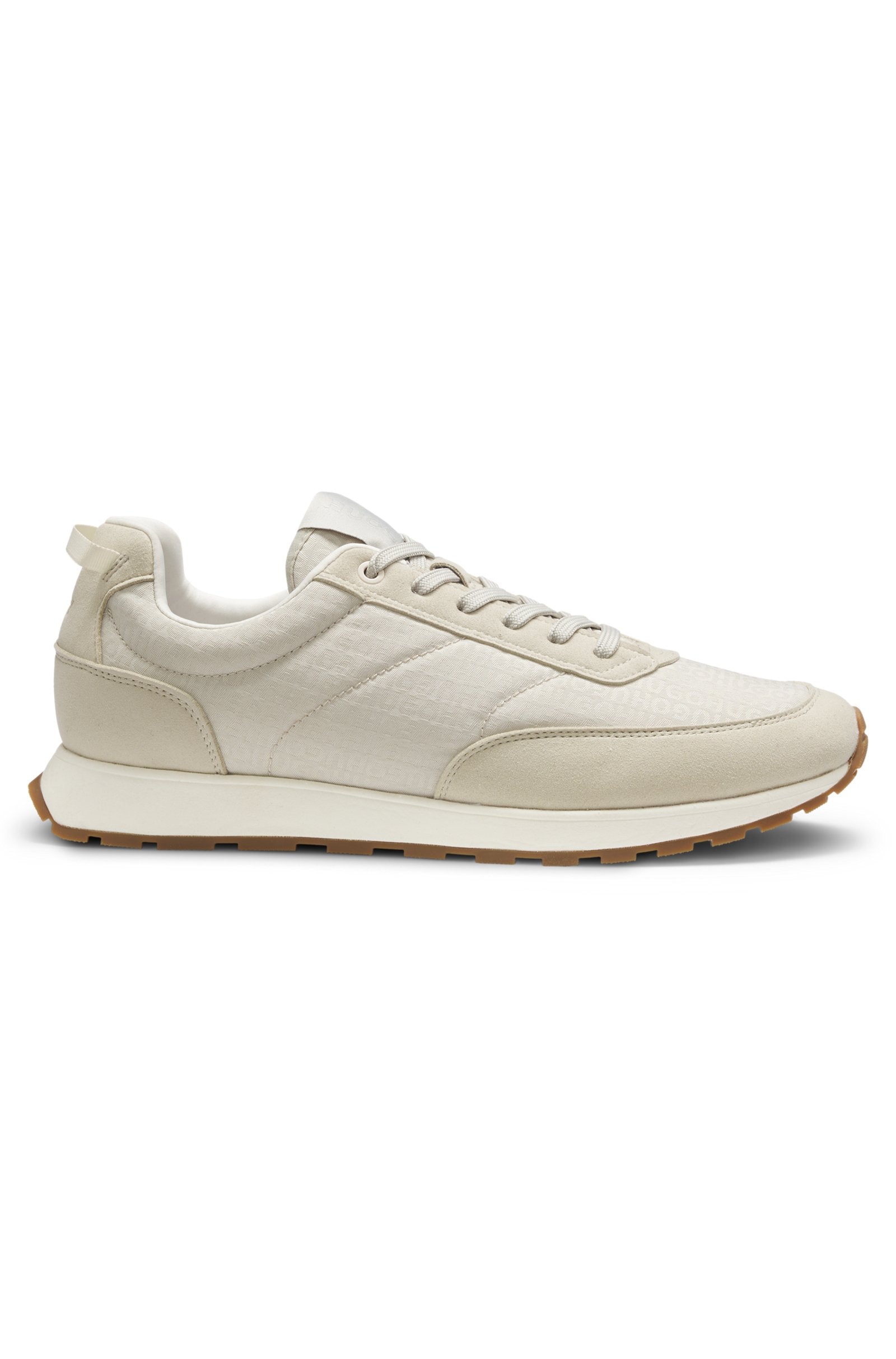 Running-inspired trainers with monogram-jacquard uppers