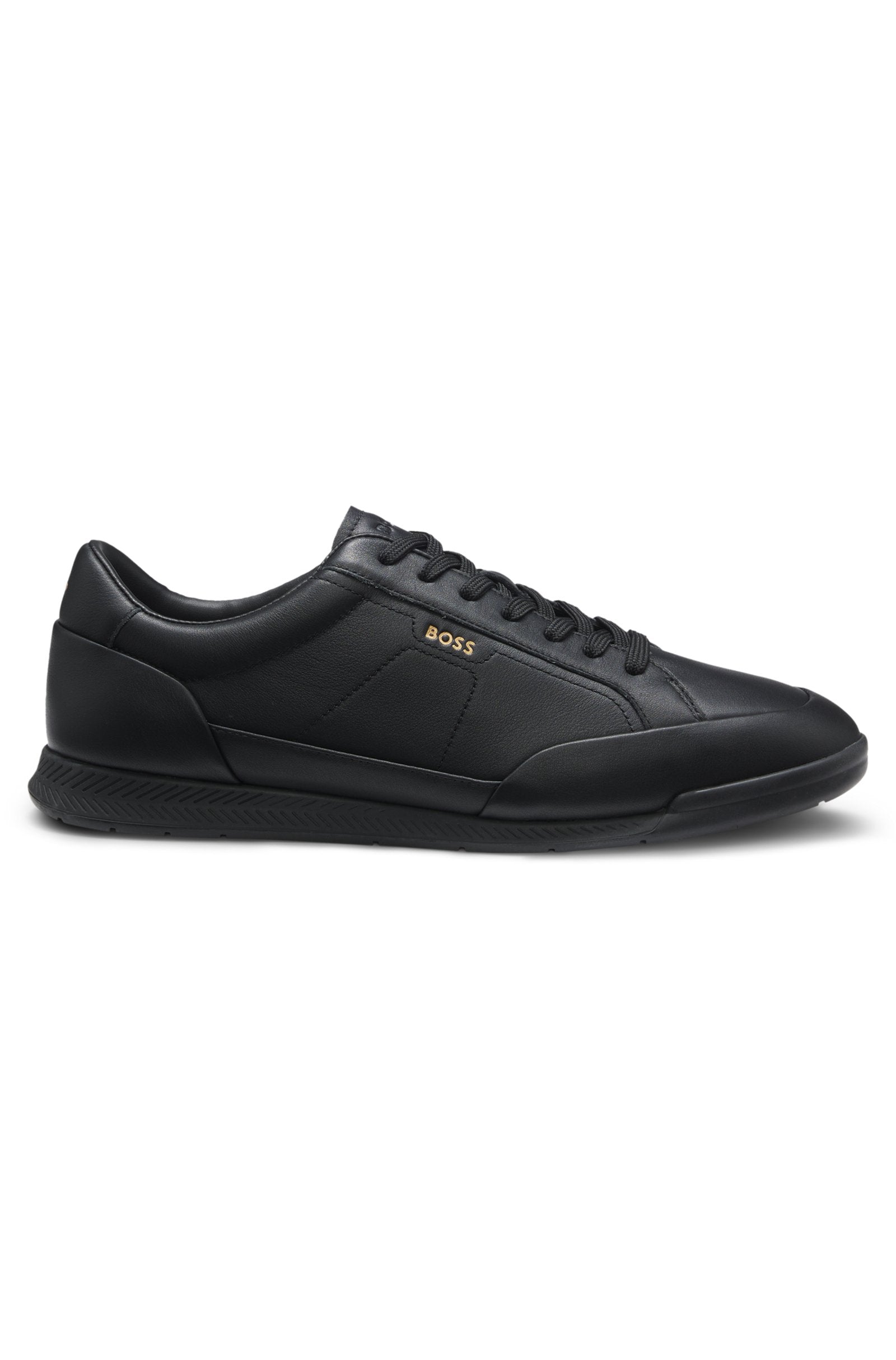 Leather sneakers with foil logo
