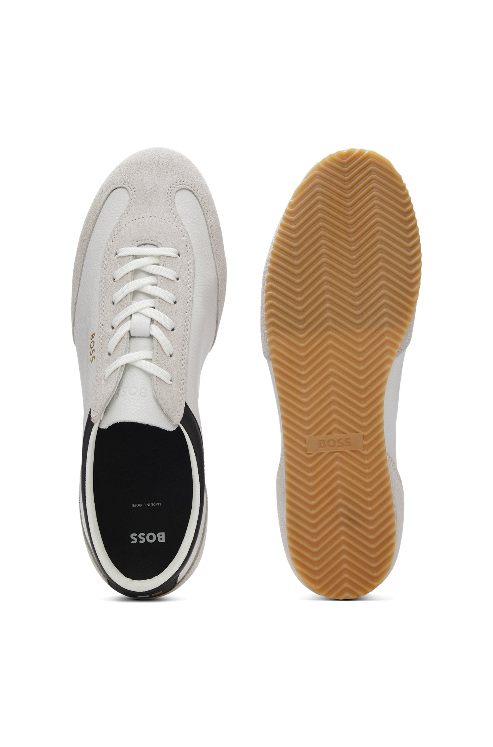 Leather sneakers with suede trims