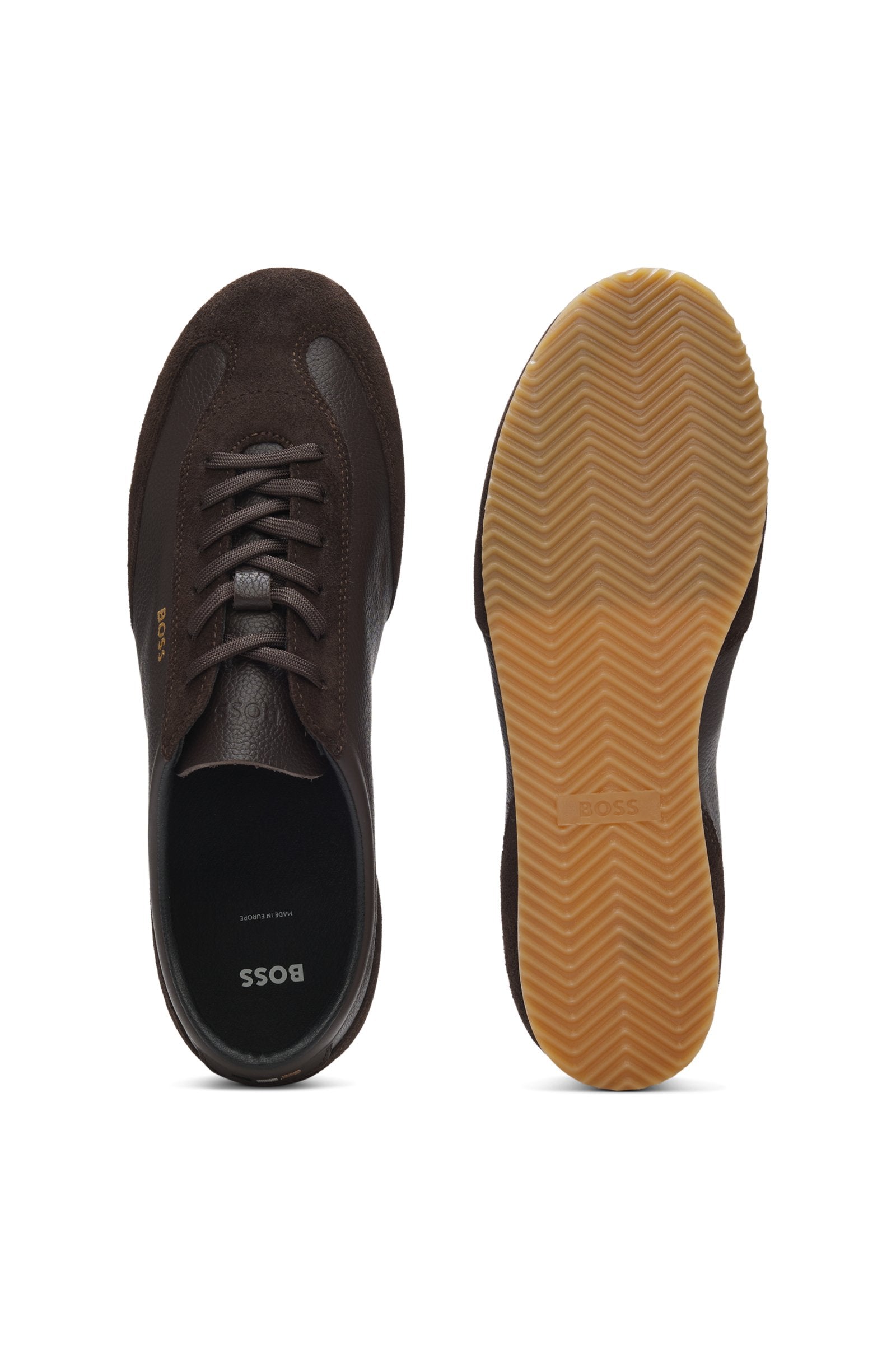 Leather sneakers with suede trims