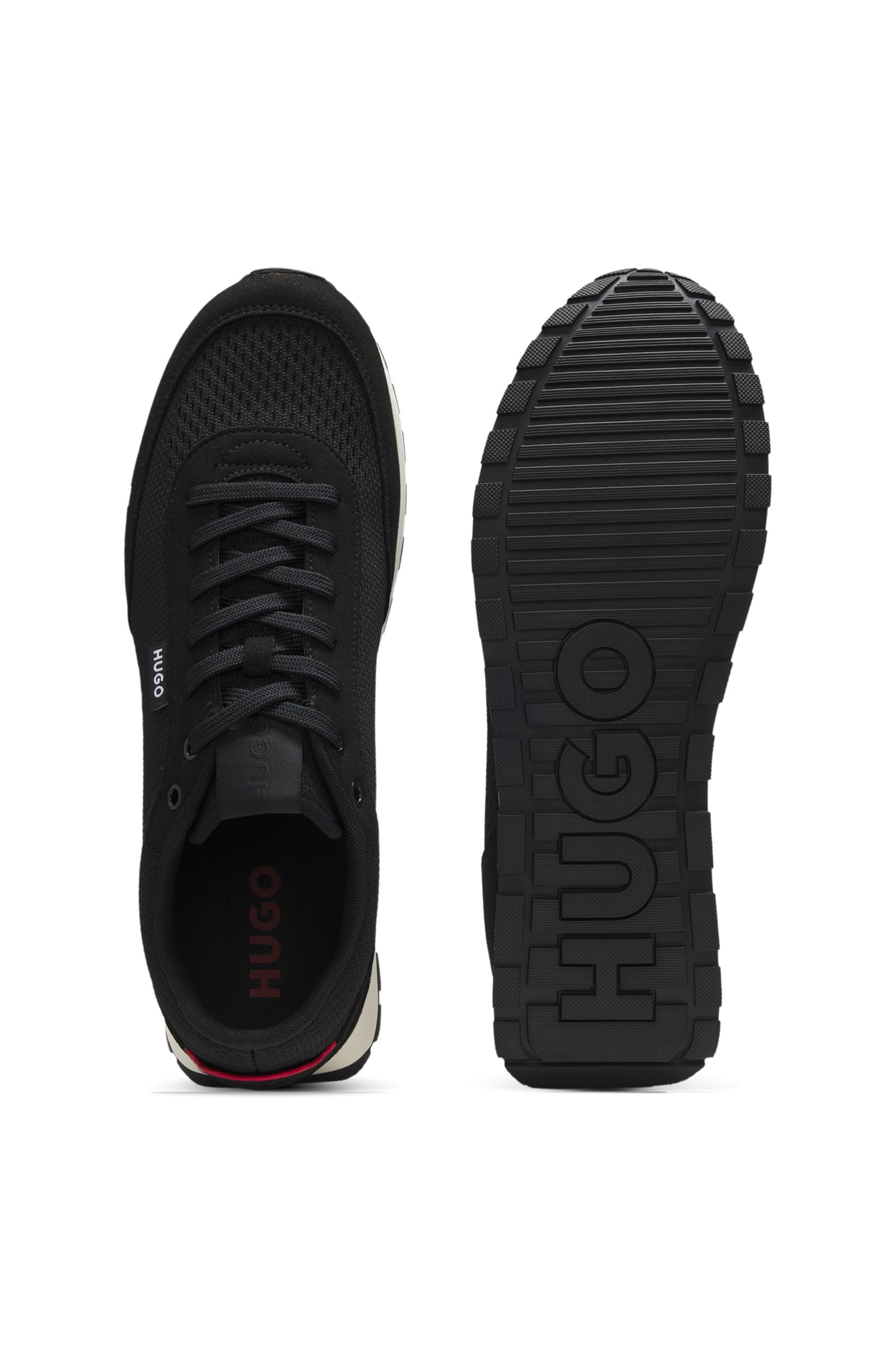 Knitted-upper sneakers with logo flag
