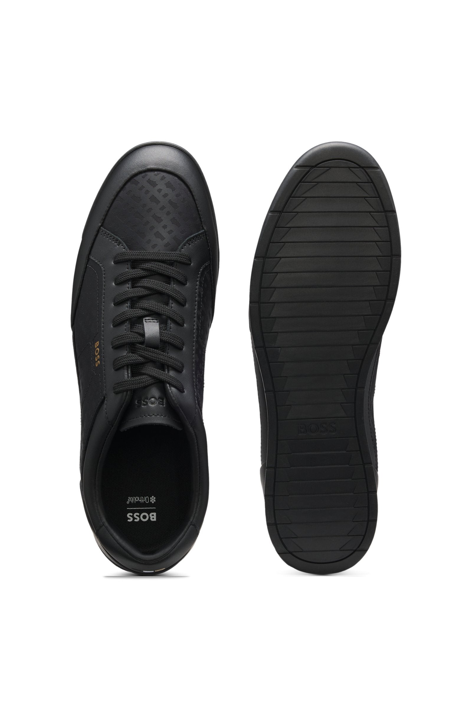 Leather sneakers with monogram paneling