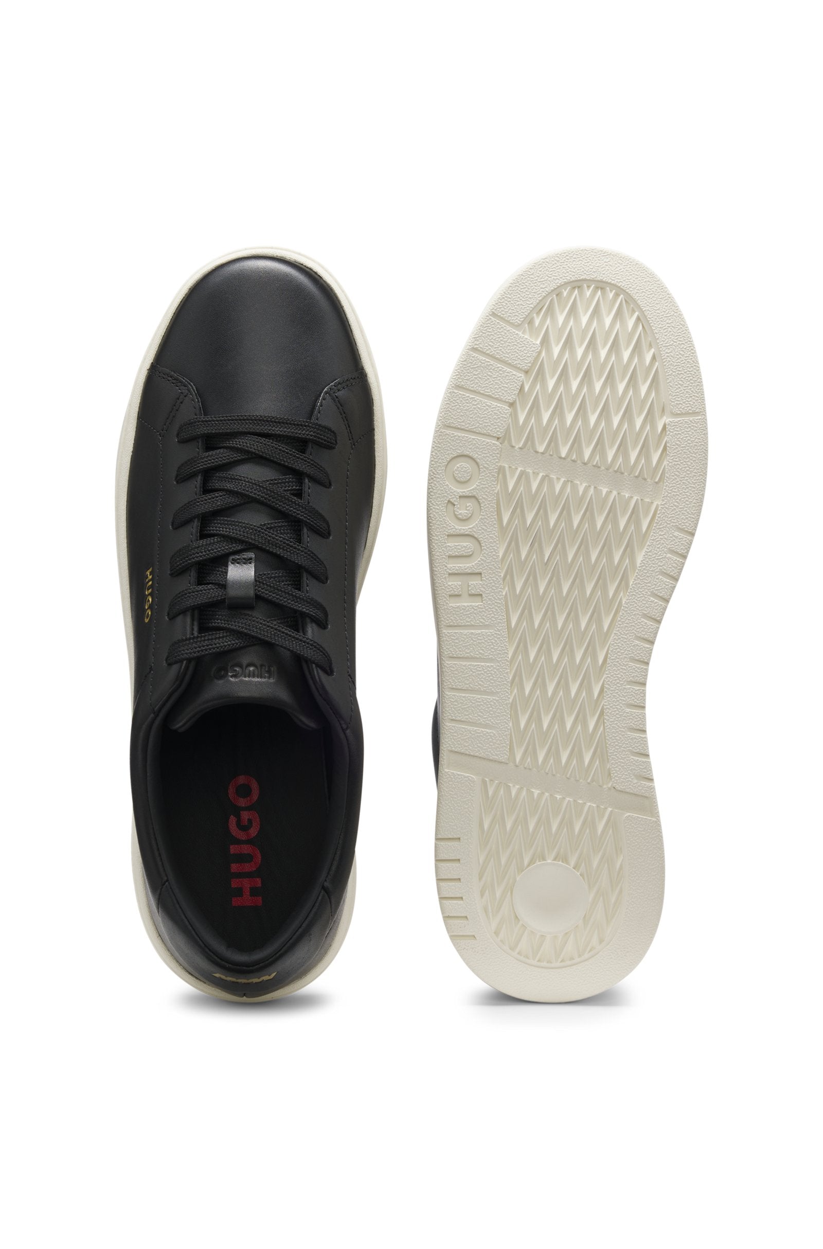 Nappa-leather trainers with gold-tone logo