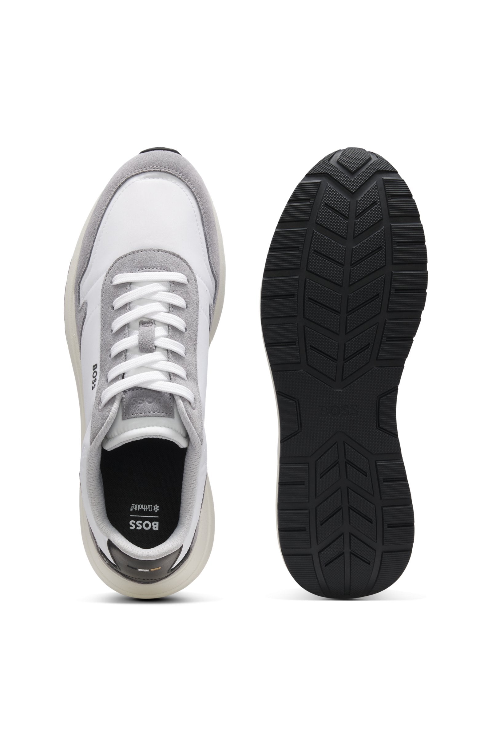 Lace-up sneakers in lightweight fabric with suede trims