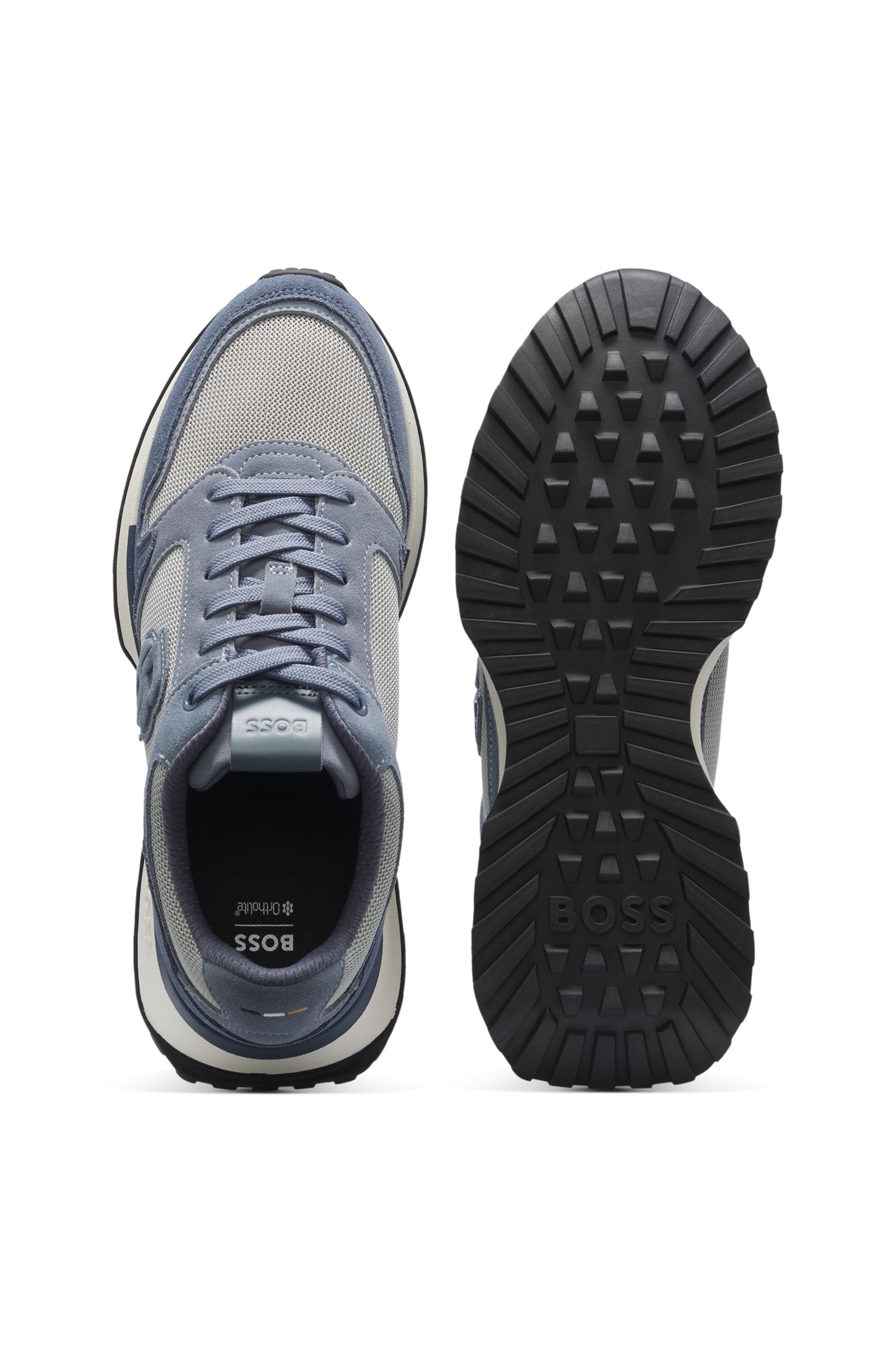 Suede-trim trainers with Double B monogram