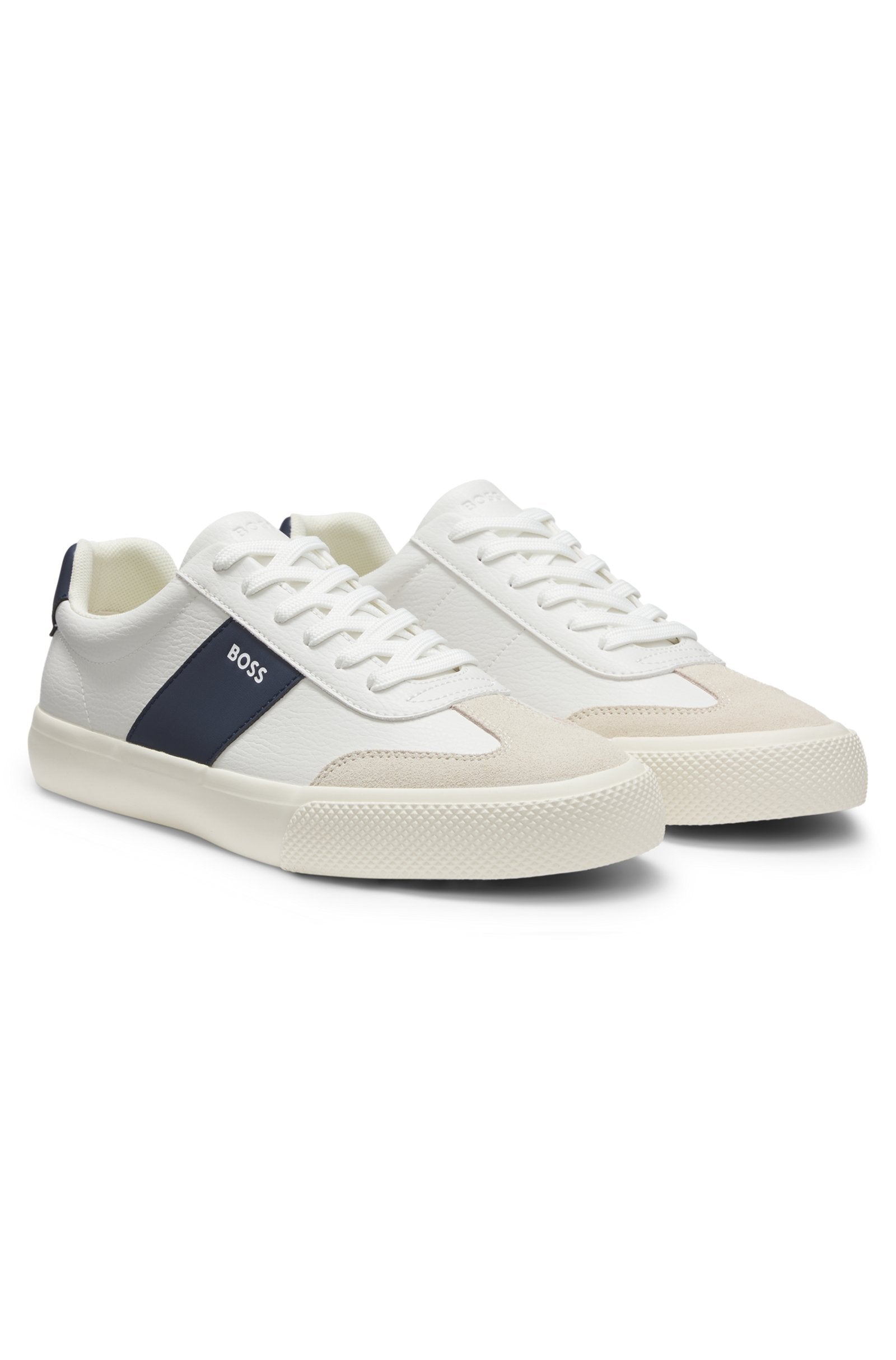 Leather-trim trainers in faux leather