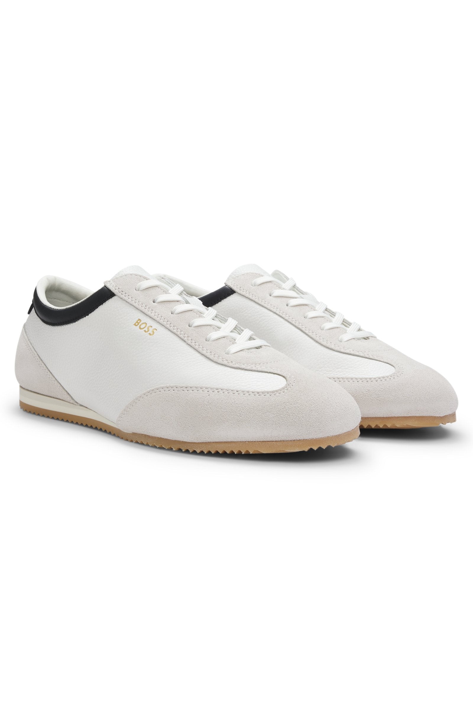 Leather sneakers with suede trims