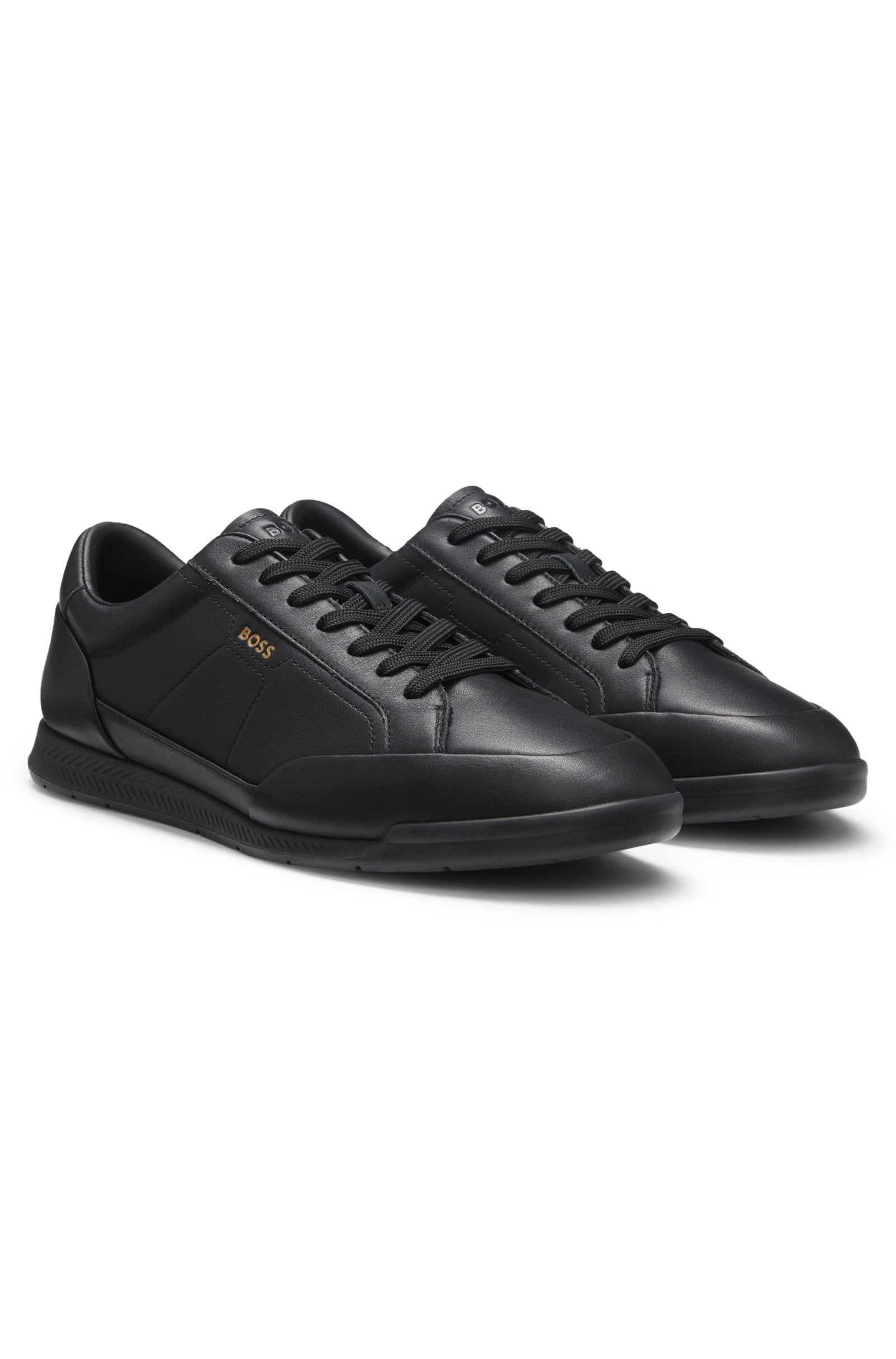 Leather sneakers with foil logo