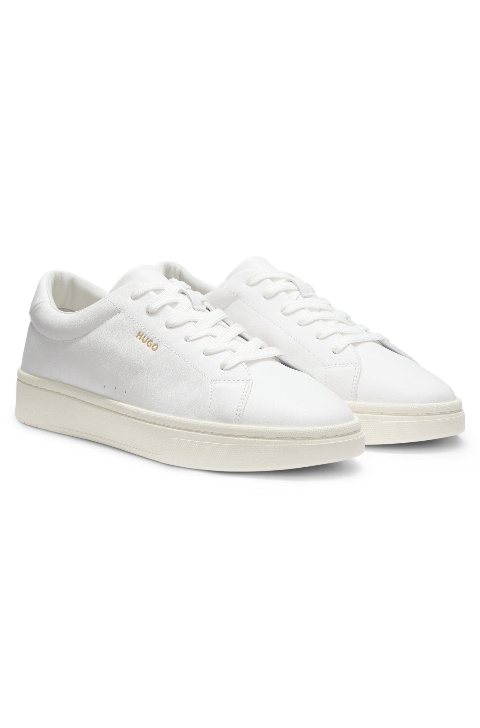 Nappa-leather trainers with gold-tone logo