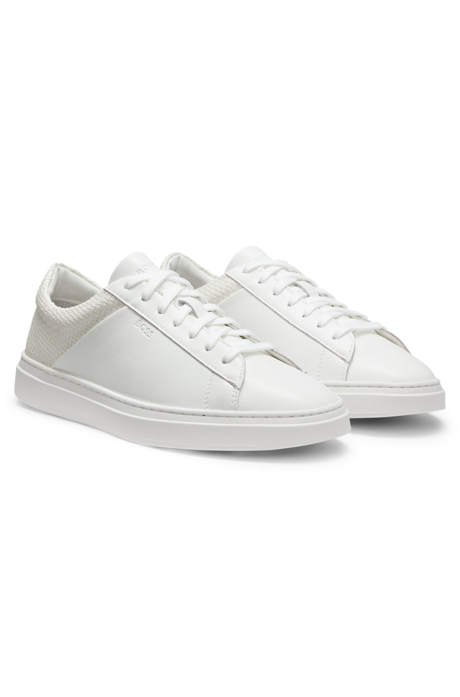 Low-top trainers with woven and grained effects