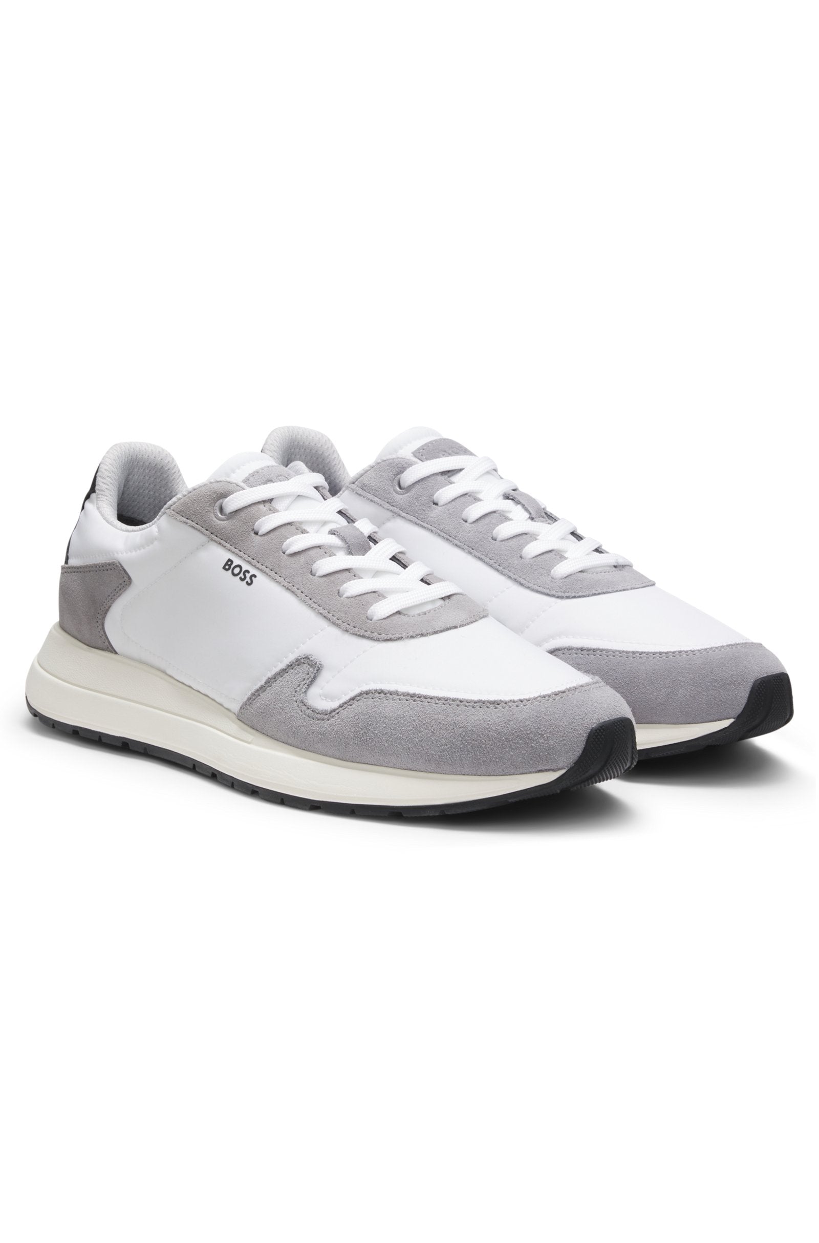 Lace-up sneakers in lightweight fabric with suede trims