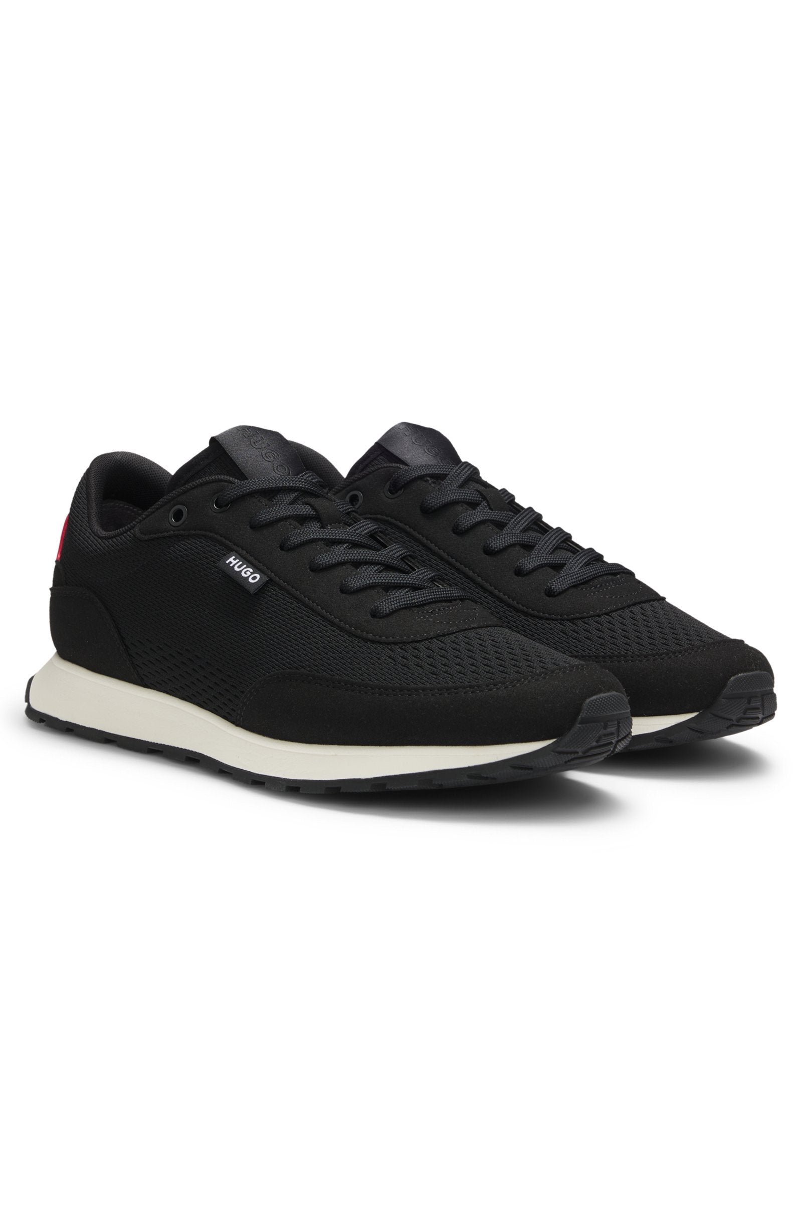 Knitted-upper sneakers with logo flag