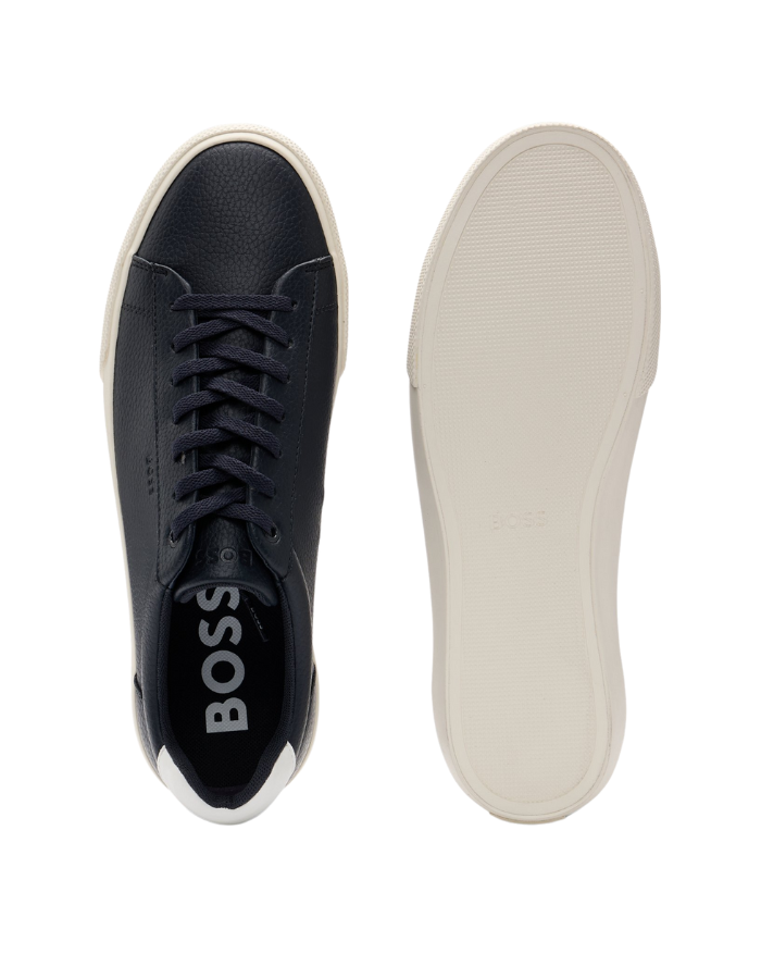 Faux-leather trainers with contrast backtab
