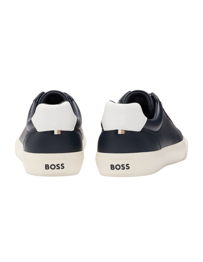 Faux-leather trainers with contrast backtab
