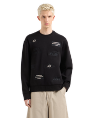 Crewneck sweatshirt with patches and logos