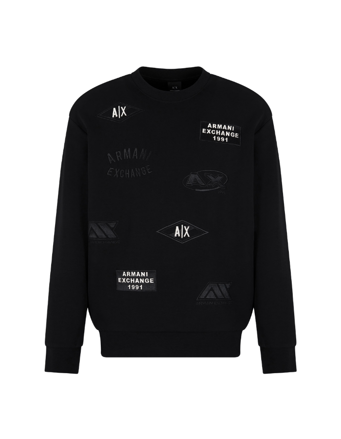 Crewneck sweatshirt with patches and logos