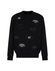 Crewneck sweatshirt with patches and logos