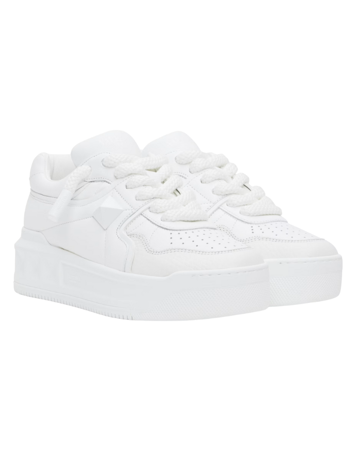 White One Stud XL Nappa Leather Low-Top Sneakers