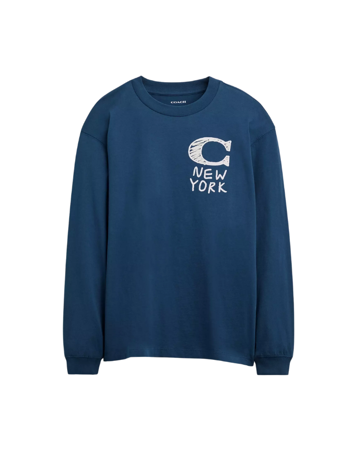 New York Long Sleeve T Shirt In Organic Cotton