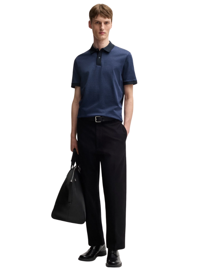Mercerized-cotton polo shirt with micro pattern
