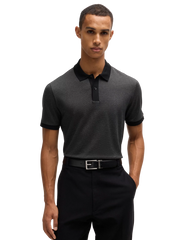 Mercerized-cotton polo shirt with micro pattern