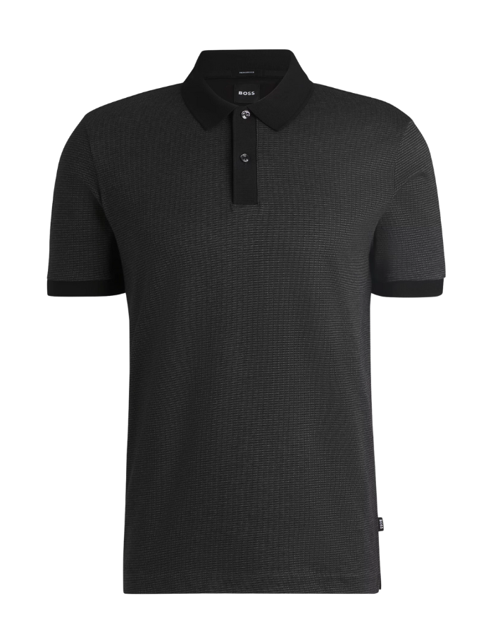 Mercerized-cotton polo shirt with micro pattern