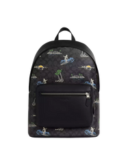 West Backpack In Signature Canvas With Surf Print