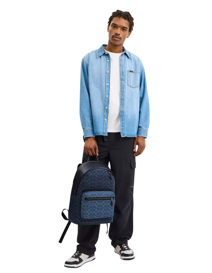 West Backpack In Blocked Signature Canvas