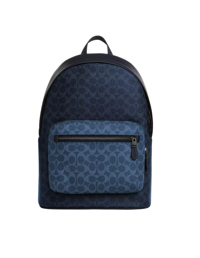 West Backpack In Blocked Signature Canvas