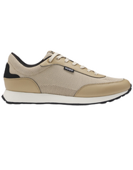 Knit-effect trainers with faux-leather trims