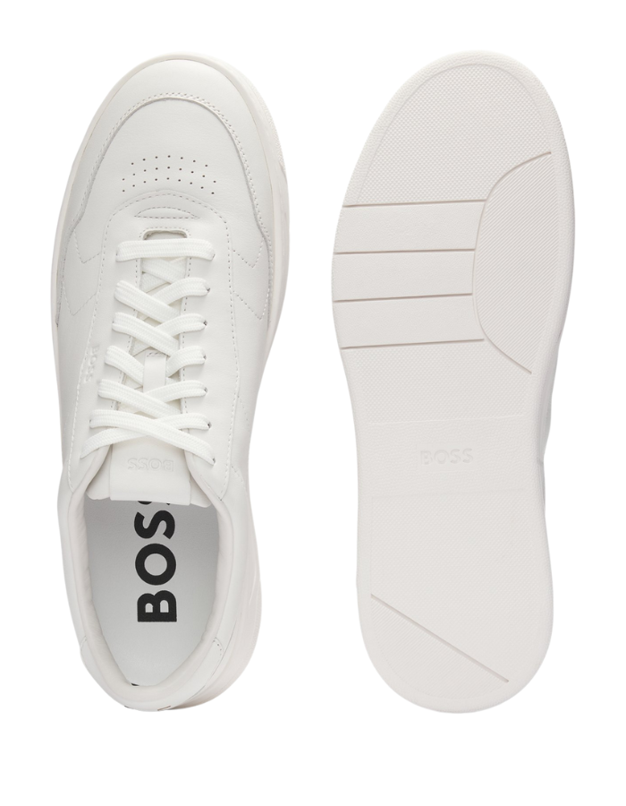 Leather trainers with rubber outsole