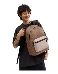West Backpack In Blocked Signature Canvas
