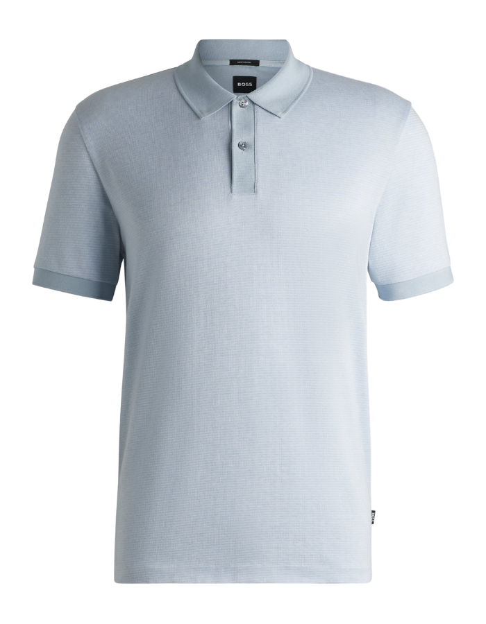 Mercerized-cotton polo shirt with micro pattern
