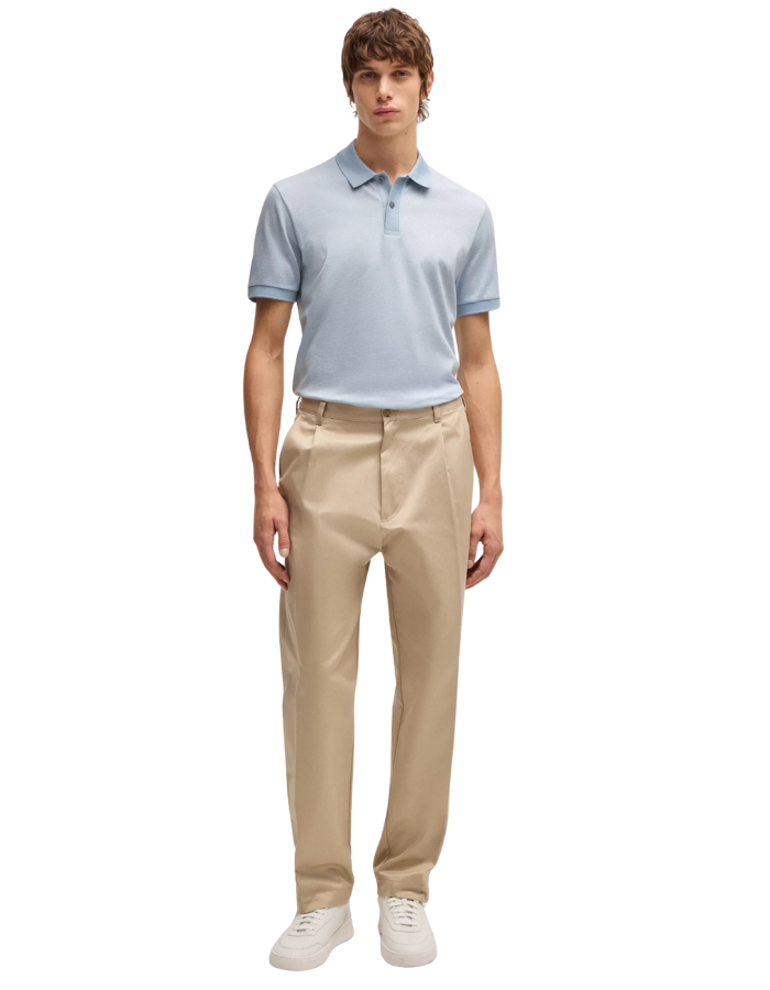 Mercerized-cotton polo shirt with micro pattern