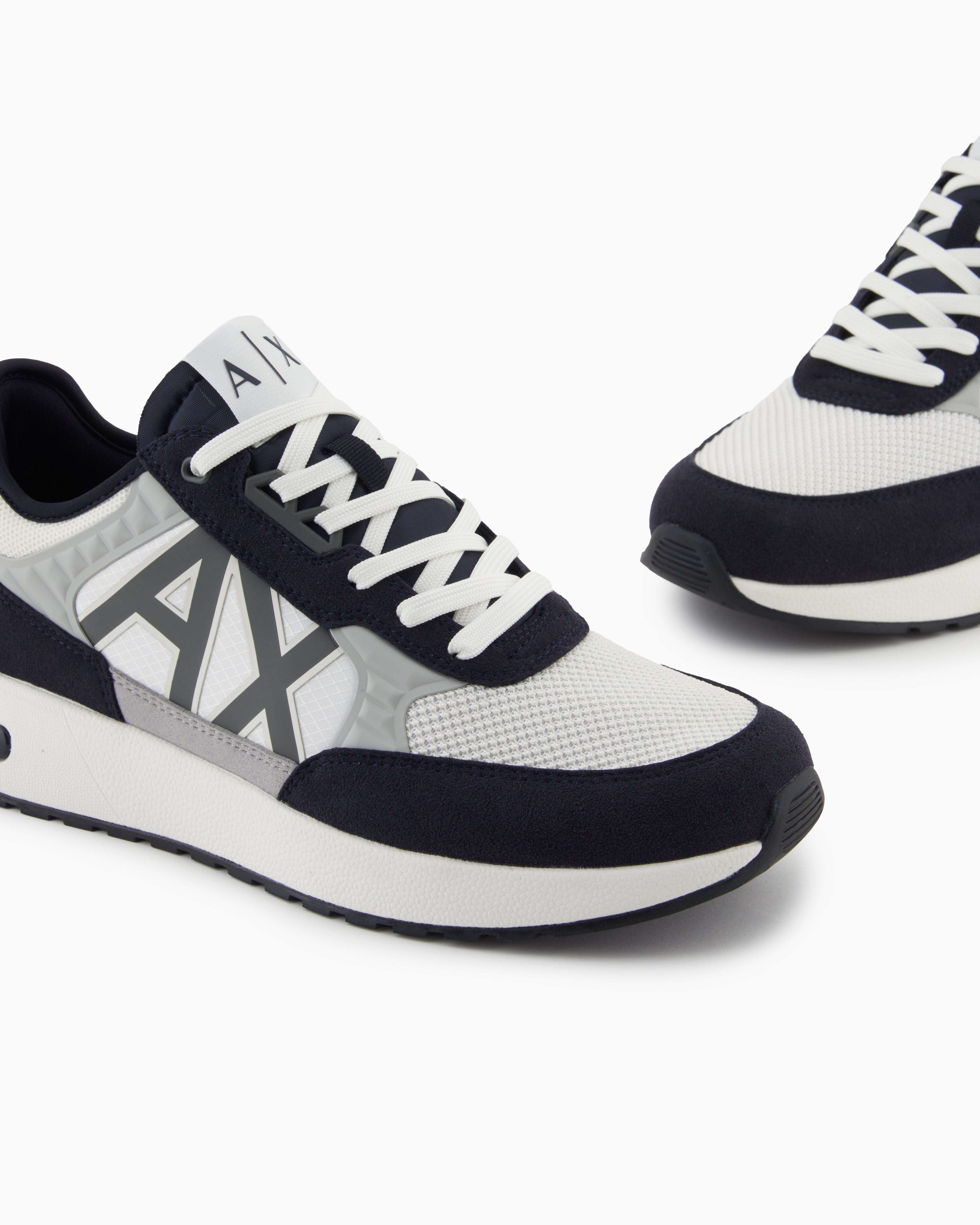 ECO-SUEDE COLOR BLOCK LOGO SNEAKERS