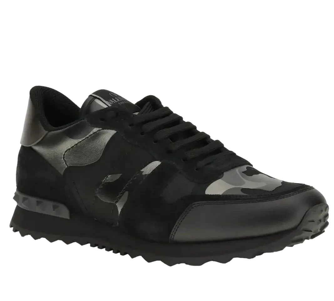 Valentino Garavani Rockrunner Camouflage Noir Metallic Sneaker