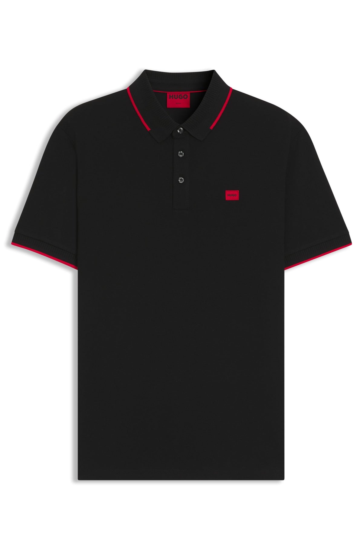 Cotton-piqué slim-fit polo shirt with red logo label