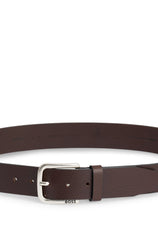 Buffalo-leather belt with branded pin buckle