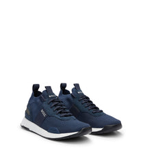 Knitted-upper trainers with branding and suede trims