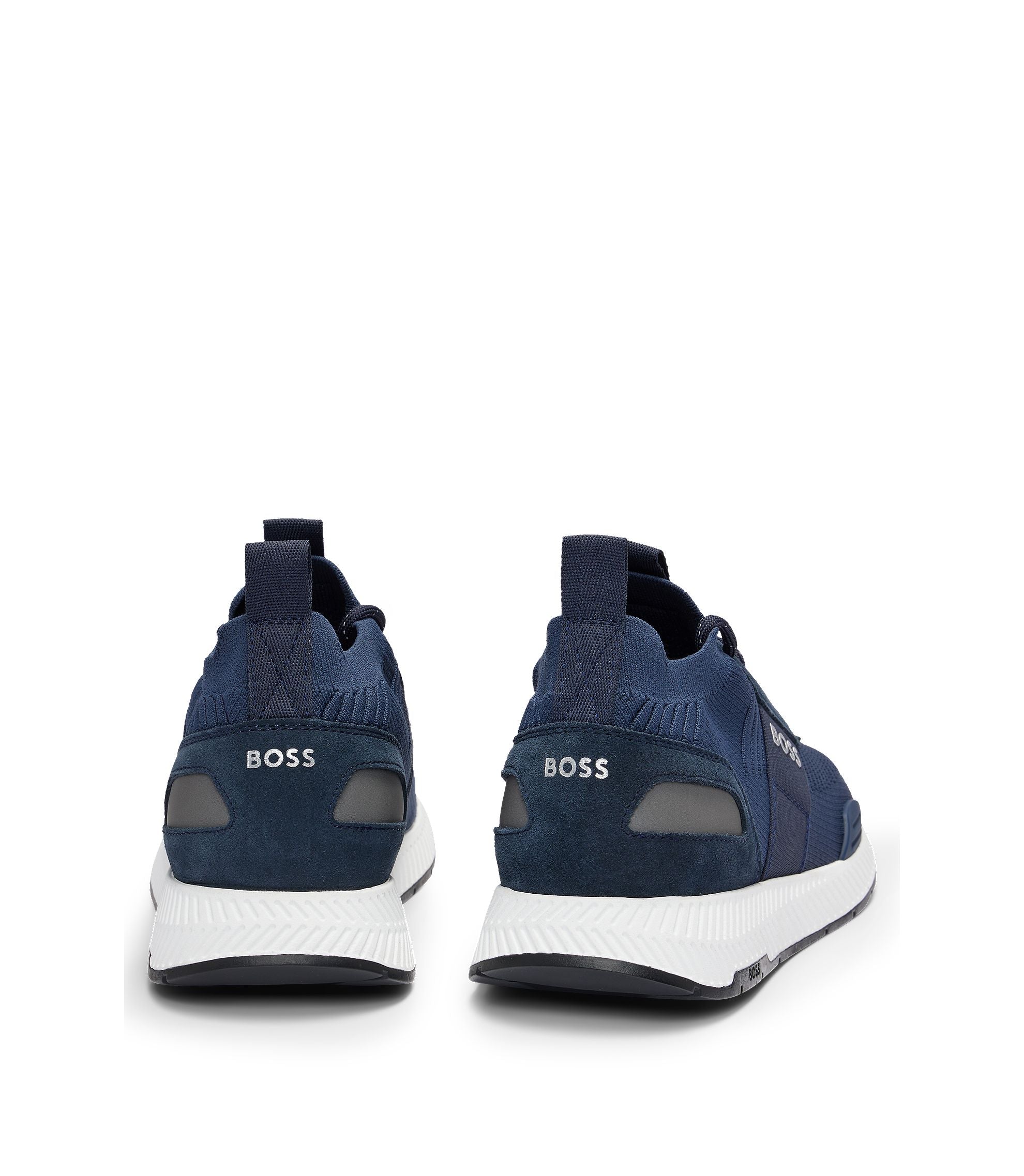 Knitted-upper trainers with branding and suede trims