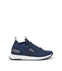 Knitted-upper trainers with branding and suede trims