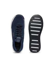 Knitted-upper trainers with branding and suede trims